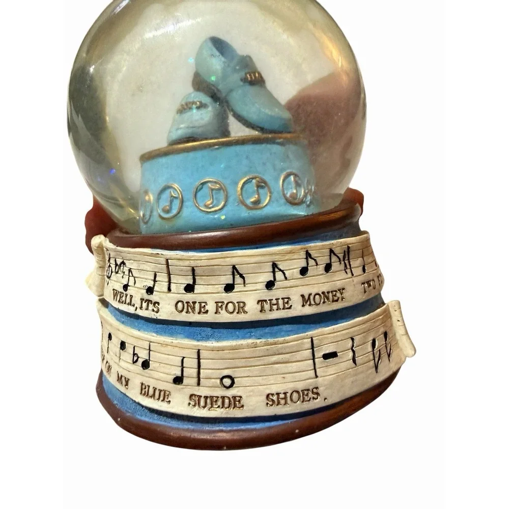 Vandor 1997 Elvis Presley Blue Suede Shoes Musical Snow Globe Collectible